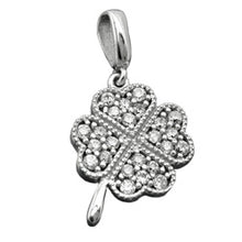 Lade das Bild in den Galerie-Viewer, Anhänger 14x11mm Kleeblatt mit Zirkonias rhodiniert Silber 925
