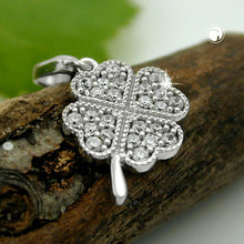 Lade das Bild in den Galerie-Viewer, Anhänger 14x11mm Kleeblatt mit Zirkonias rhodiniert Silber 925

