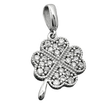 Lade das Bild in den Galerie-Viewer, Anhänger 14x11mm Kleeblatt mit Zirkonias rhodiniert Silber 925
