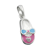Lade das Bild in den Galerie-Viewer, Anhänger 12x6mm Kinderschuh rosa-hellblau lackiert Silber 925
