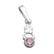 Lade das Bild in den Galerie-Viewer, Anhänger 12x4,5mm Blume Zirkonia pink Silber 925
