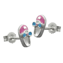 Lade das Bild in den Galerie-Viewer, Ohrstecker Ohrring 8x4mm Kinderohrring Schuh rosa-hellblau lackiert Silber 925
