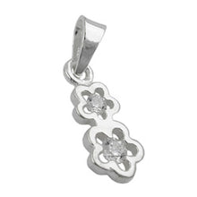 Lade das Bild in den Galerie-Viewer, Anhänger 12x5mm 2 Blüten mit Zirkonia Silber 925

