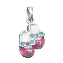 Lade das Bild in den Galerie-Viewer, Anhänger 13x8mm 1 Paar Kinderschuhe rosa-hellblau lackiert Silber 925
