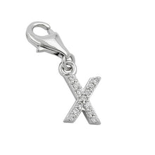 Lade das Bild in den Galerie-Viewer, Anhänger 11x6mm Charm Buchstabe X mit Zirkonias glänzend rhodiniert Silber 925
