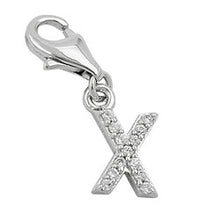Lade das Bild in den Galerie-Viewer, Anhänger 11x6mm Charm Buchstabe X mit Zirkonias glänzend rhodiniert Silber 925
