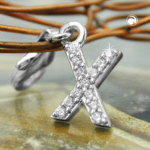 Lade das Bild in den Galerie-Viewer, Anhänger 11x6mm Charm Buchstabe X mit Zirkonias glänzend rhodiniert Silber 925
