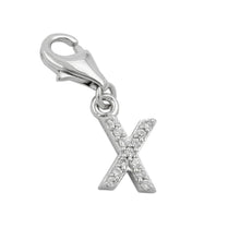 Lade das Bild in den Galerie-Viewer, Anhänger 11x6mm Charm Buchstabe X mit Zirkonias glänzend rhodiniert Silber 925
