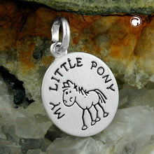 Lade das Bild in den Galerie-Viewer, Anhänger 12mm mit Gravur &quot;MY LITTLE PONY&quot; Pony schwarz lackiert matt Silber 925
