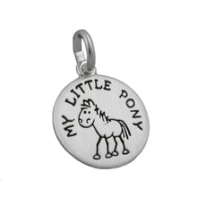 Lade das Bild in den Galerie-Viewer, Anhänger 12mm mit Gravur &quot;MY LITTLE PONY&quot; Pony schwarz lackiert matt Silber 925
