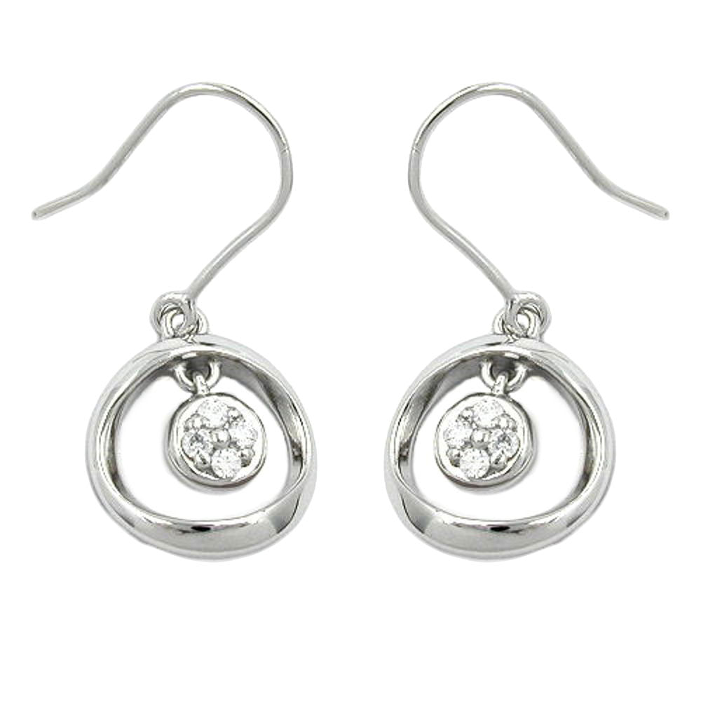 Ohrhaken 22x14mm mit Zirkonias rhodiniert Silber 925