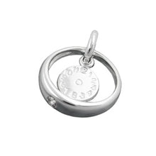 Lade das Bild in den Galerie-Viewer, Anhänger 12x3mm Taufring mit Zirkonia weiß und Geburtsuhr Silber 925
