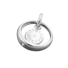 Lade das Bild in den Galerie-Viewer, Anhänger 12x3mm Taufring mit Zirkonia weiß und Geburtsuhr Silber 925
