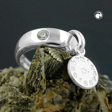 Lade das Bild in den Galerie-Viewer, Anhänger 12x3mm Taufring mit Zirkonia weiß und Geburtsuhr Silber 925
