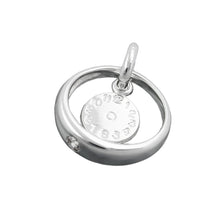 Lade das Bild in den Galerie-Viewer, Anhänger 12x3mm Taufring mit Zirkonia weiß und Geburtsuhr Silber 925
