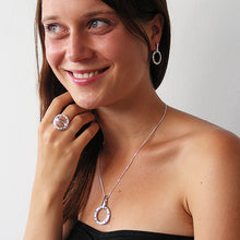 Lade das Bild in den Galerie-Viewer, Ohrstecker Ohrring 30x20mm Zirkonias mattiert rhodiniert Silber 925
