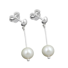 Lade das Bild in den Galerie-Viewer, Ohrstecker Ohrring Ohrhänger 25x6mm Zuchtperle Silber 925
