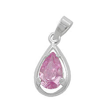 Lade das Bild in den Galerie-Viewer, Anhänger 14x8mm Tropfen Zirkonia pink Silber 925
