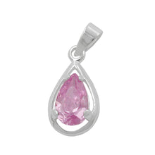 Lade das Bild in den Galerie-Viewer, Anhänger 14x8mm Tropfen Zirkonia pink Silber 925
