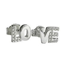 Lade das Bild in den Galerie-Viewer, Ohrstecker Ohrring 6x7mm Zirkonia LOVE Silber 925
