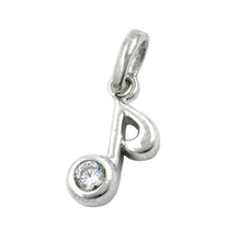 Lade das Bild in den Galerie-Viewer, Anhänger 11x5mm Musiknote Achtelnote mit Zirkonia Silber 925
