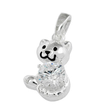 Lade das Bild in den Galerie-Viewer, Anhänger 15x10mm Katze mit Zirkonia glänzend Silber 925

