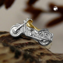 Lade das Bild in den Galerie-Viewer, Ohrstecker Ohrring 8x4mm Motorrad bicolor 1 Stück Silber 925
