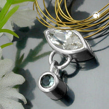 Lade das Bild in den Galerie-Viewer, Anhänger 15x11mm mit Zirkonia und synthetischem Aquamarin Silber 925
