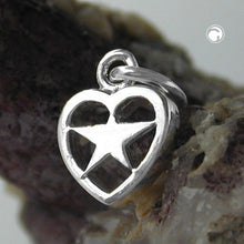 Lade das Bild in den Galerie-Viewer, Anhänger 10x8mm Herz mit Stern innen Silber 925
