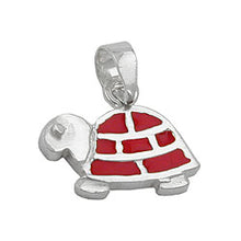 Lade das Bild in den Galerie-Viewer, Anhänger 11x13mm Schildkröte rot emailliert Silber 925
