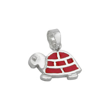 Lade das Bild in den Galerie-Viewer, Anhänger 11x13mm Schildkröte rot emailliert Silber 925
