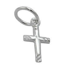Lade das Bild in den Galerie-Viewer, Anhänger 12x6mm Mini-Kreuz glänzend Schrägstreifen Silber 925
