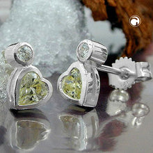 Lade das Bild in den Galerie-Viewer, Ohrstecker Ohrring 8x5mm Herz mit Zirkonia und synthetischem Peridot Silber 925
