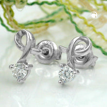 Lade das Bild in den Galerie-Viewer, Ohrstecker Ohrring 10x6mm mit Zirkonia gefasst rhodiniert Silber 925
