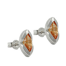 Lade das Bild in den Galerie-Viewer, Ohrstecker Ohrring 11x6mm Zirkonia topas gefärbt spitzoval Silber 925
