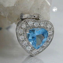 Lade das Bild in den Galerie-Viewer, Anhänger 14x13mm Herz synthetischer Blautopas viele Zirkonias rhodiniert Silber 925
