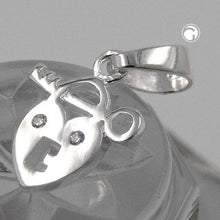 Lade das Bild in den Galerie-Viewer, Anhänger 13x11mm Herz Schloss mit Schlüssel mit Zirkonia glänzend Silber 925
