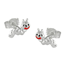 Lade das Bild in den Galerie-Viewer, Ohrstecker Ohrring 8x3mm Kinderohrring kleiner Wurm matt-glänzend Silber 925
