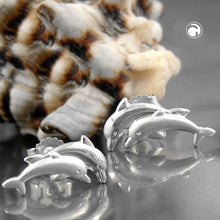 Lade das Bild in den Galerie-Viewer, Ohrstecker Ohrring 11x5mm Delfin-Pärchen matt-glänzend Silber 925
