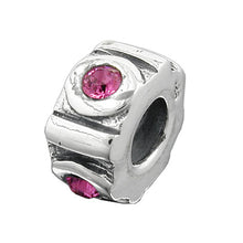 Lade das Bild in den Galerie-Viewer, Anhänger 10x5mm Perle Bead mit 4 Glassteinen pink rhodiniert Silber 925
