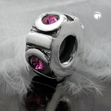 Lade das Bild in den Galerie-Viewer, Anhänger 10x5mm Perle Bead mit 4 Glassteinen pink rhodiniert Silber 925
