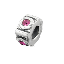 Lade das Bild in den Galerie-Viewer, Anhänger 10x5mm Perle Bead mit 4 Glassteinen pink rhodiniert Silber 925
