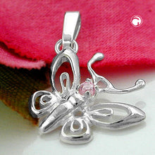 Lade das Bild in den Galerie-Viewer, Anhänger 14x13mm filigraner Schmetterling mit Zirkonia pink Silber 925
