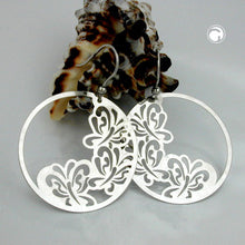 Lade das Bild in den Galerie-Viewer, Ohrhaken 53x37mm Schmetterlinge glänzend Silber 925
