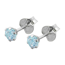Lade das Bild in den Galerie-Viewer, Ohrstecker Ohrring 4mm Zirkonia aquamarinfarben Silber 925
