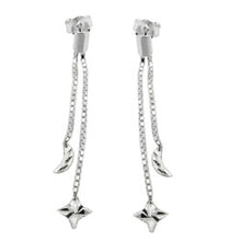 Lade das Bild in den Galerie-Viewer, Ohrstecker Ohrring 41mm lang Kette mit Mond/Stern Silber 925
