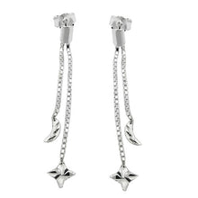 Lade das Bild in den Galerie-Viewer, Ohrstecker Ohrring 41mm lang Kette mit Mond/Stern Silber 925
