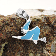 Lade das Bild in den Galerie-Viewer, Anhänger 10x16mm Hexe blau emailliert Silber 925
