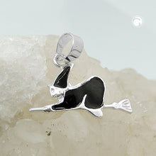 Lade das Bild in den Galerie-Viewer, Anhänger 10x16mm Hexe schwarz emailliert Silber 925
