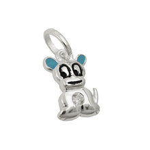 Lade das Bild in den Galerie-Viewer, Anhänger 12x8mm kleiner Hund hellblau farbig lackiert mit Zirkonia Silber 925
